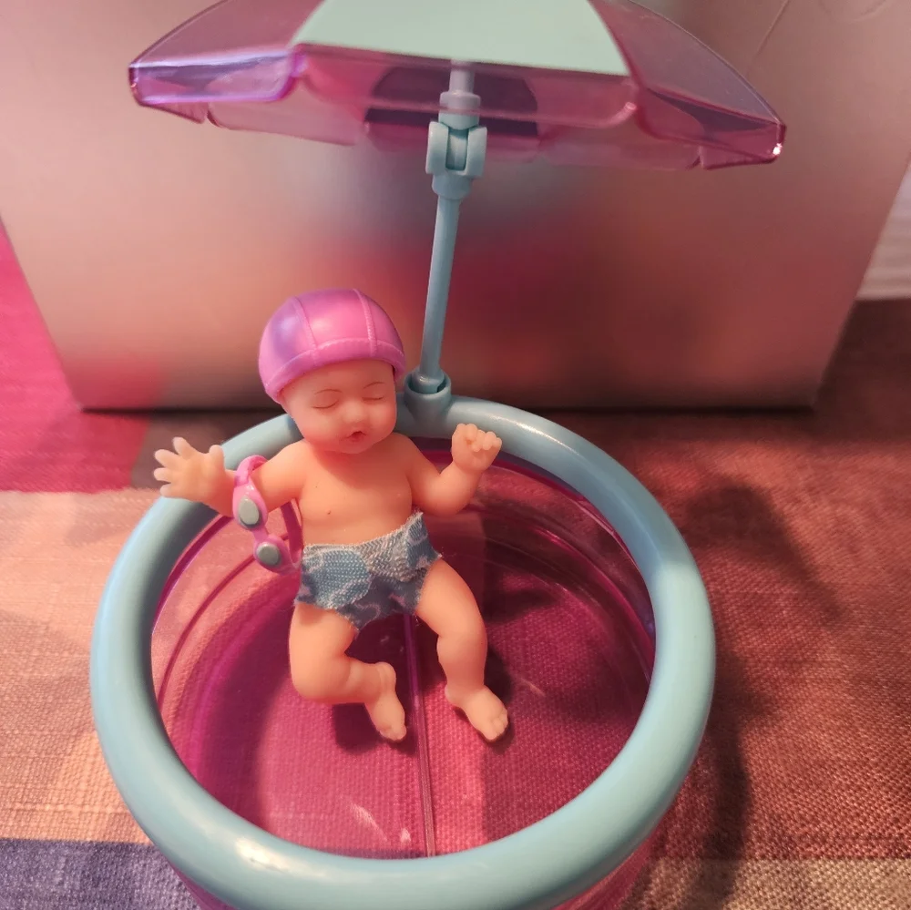 Zuru Mini Baby Pool Toy with Umbrella - Pink & Aqua - Picture 7 of 7